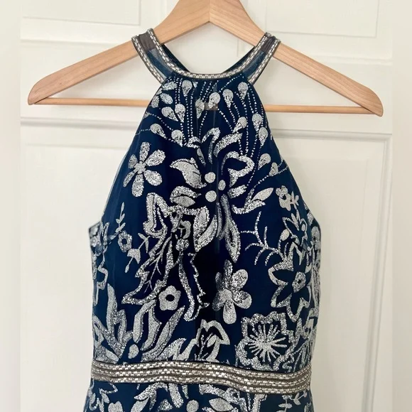 Elizabeth K by GLS Formal Navy Blue Full Length Gown Size Medium Holiday Party - Picture 7 of 13